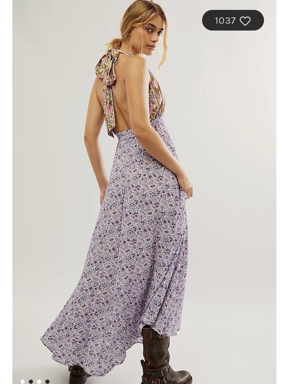 Spell & The Gypsy Sienna Halter Maxi Dress M Lilac Mixed Print Viscose Boho - Picture 8 of 8